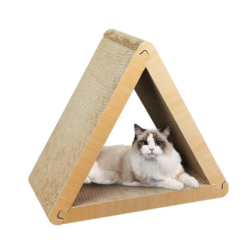 

Scratch Pad Cat Triangular Corrugated Cardboard With 6 Sides Indoor Ornament Cat Entertainment Toys For Living Room Bedroom