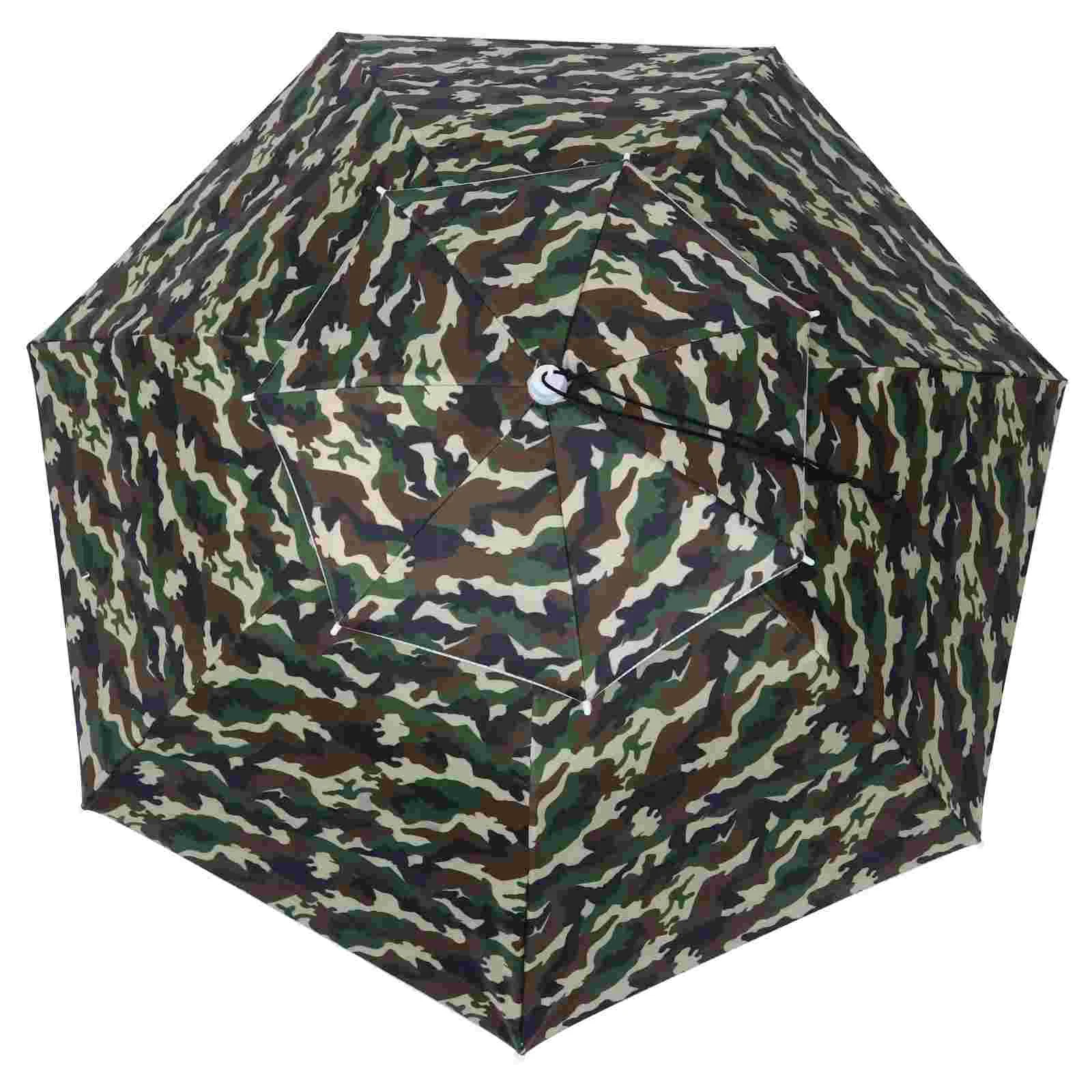 

Camping Hands Free Umbrella Work Wind Resistant Shade Headband Hat Iron Head-mounted
