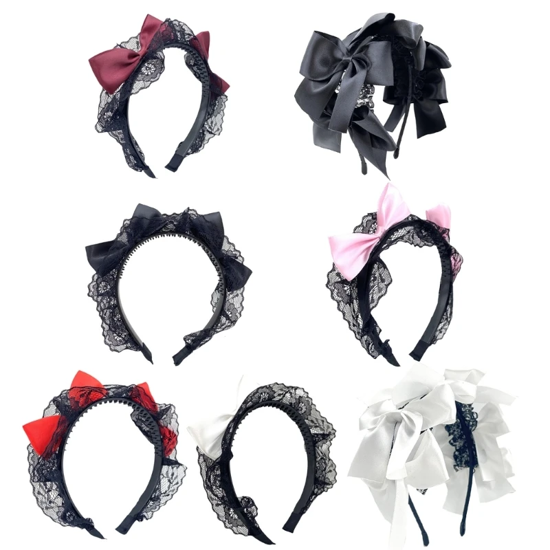 

HXBA Handmade Hair Accessory Headband Gothic Cosplay Maid Lace Hair Hoop