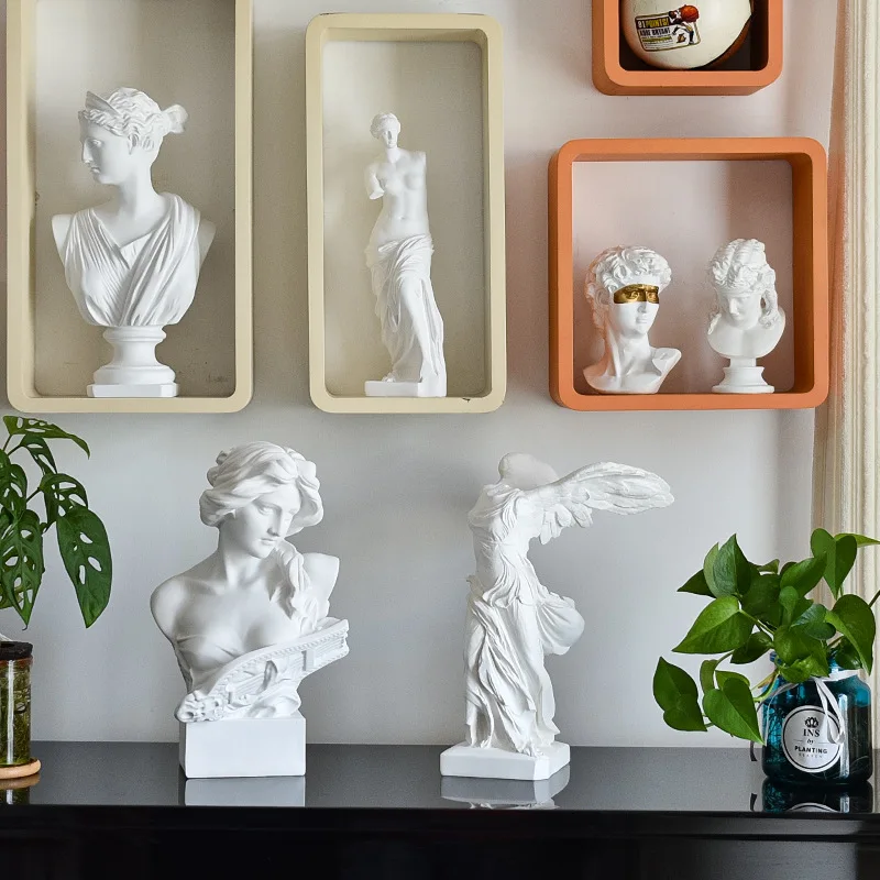 

European Resin David Statue Sculptures Figurine Office Bookshelf Decor Portrait Home Decoration Accessories for Living Room