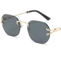fashion sunglasses women rimless sun glasses anti uv spectacles personality temples eyeglasses ornamenta a