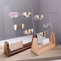 new walnut fake nail art display stand color card display frame acrylic display board nail art salon tools showing shelf
