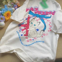 2022 summer women t shirts clothes vintage cat cartoon t shirt printing short sleeved t shirt female o neck y2k clothes tops tee