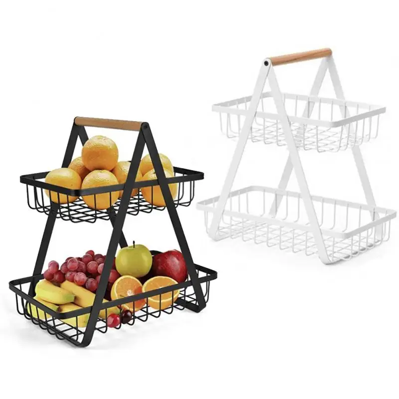 

Detachable Storage Basket Double Layer Snack Storage Basket Home Decor Multifunctional Fruit Storage Rack Kitchen Organizer