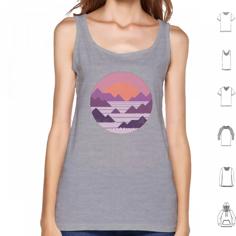 

Above The Clouds Tank Tops Vest Sleeveless Sun Sunrise Sunset Purple Mountains Sky Clouds Minimal Minimalist Geometric Circle