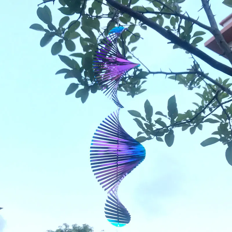 

3D Spiral Rotating Stainless Steel Wind Spinner Home Garden Balcony Yard Decoration Windchimes Outdoor Pendants