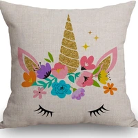 beautiful unicorn linen throw pillow cover decorative pillowcase for bed sofa gold pillow case home decor living room decoration