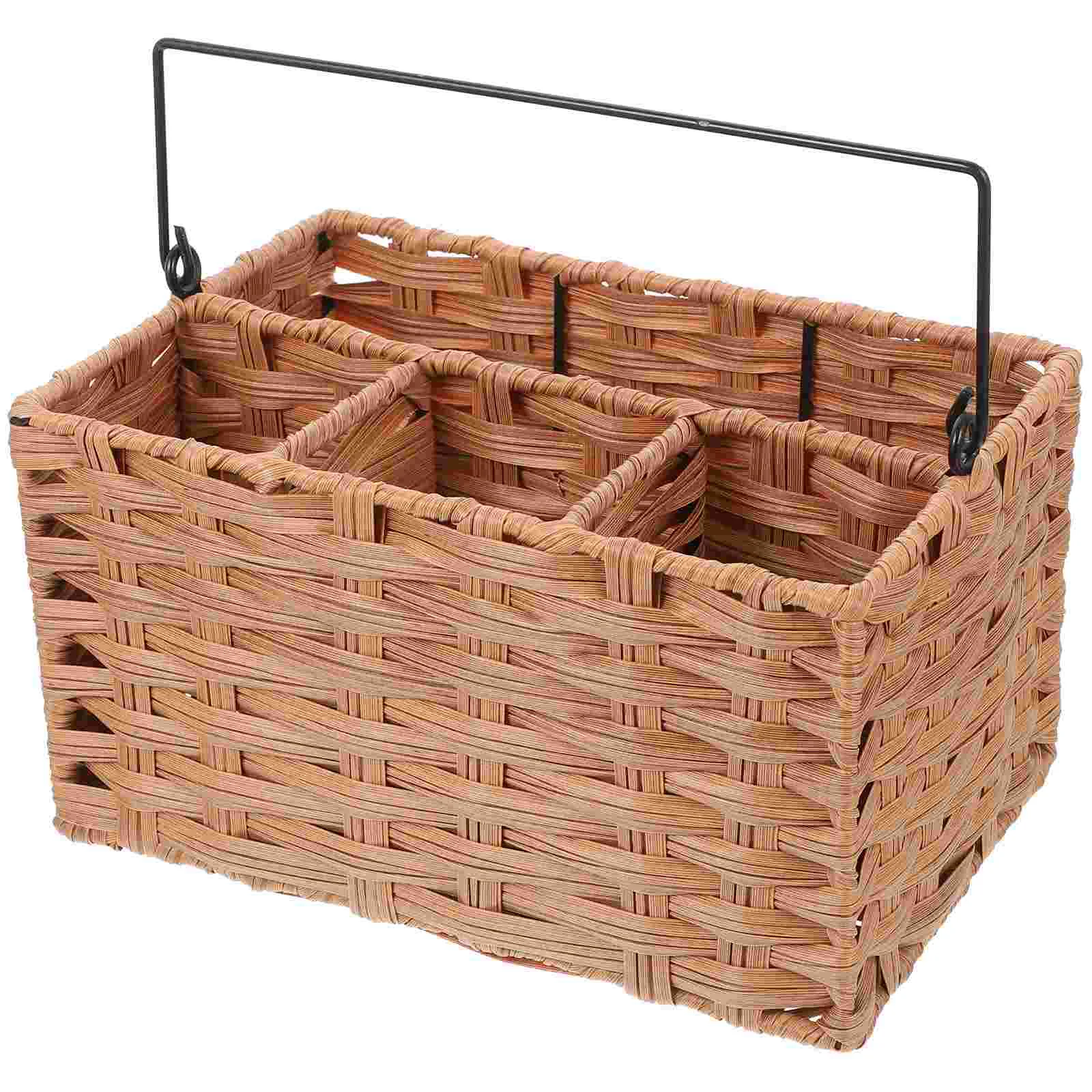 

Holder Utensil Basket Cutlery Organizer Flatware Storage Kitchen Rattan Woven Box Traytea Wicker Woodenhome Rustic Countertop
