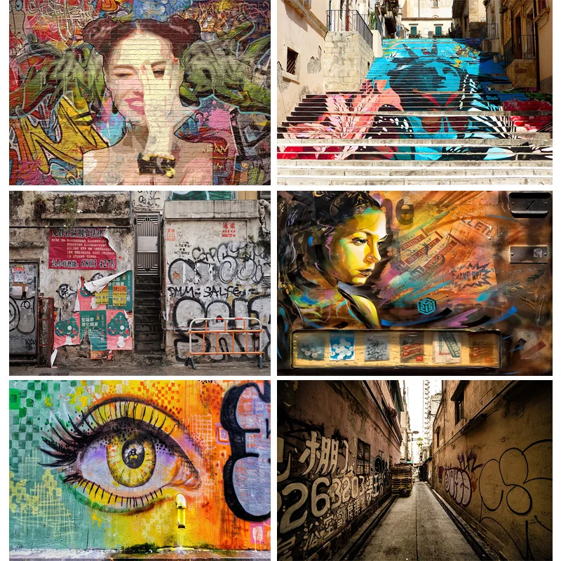 

SHUOZHIKE Brick Wall Art Graffiti Photography Backdrops Baby Portrait Photography Background For Photo Studio TYD-05