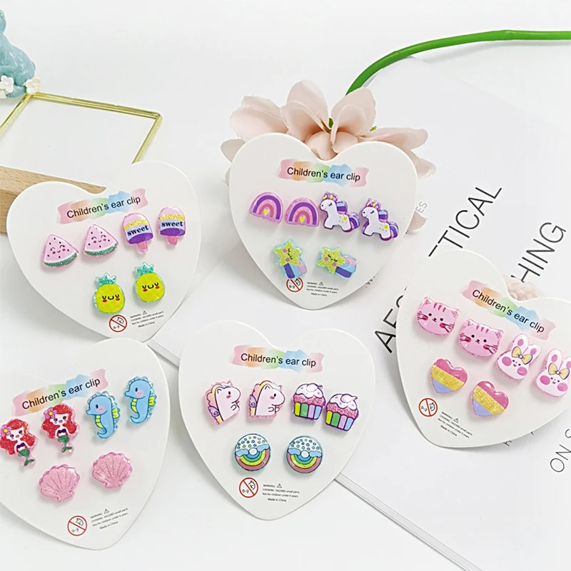 

Children Earrings for Girls Clip on Strong Magnetic Earrings Kids Cute Unicorn Magnet Earrings Non Piercing Jewelry
