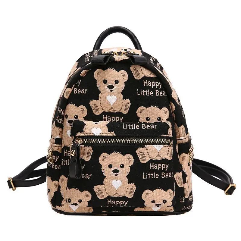 

Chuwanglin Fashion Cute Bear Pattern Women Casual Mini Canvas Backpacks Teenagers Girls Luxury Brand Lady Back Bags 508A1625