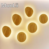 led simple style wall lamp wooden craft round oval shape with light source wall mounted indoor lighting simple style simplicity