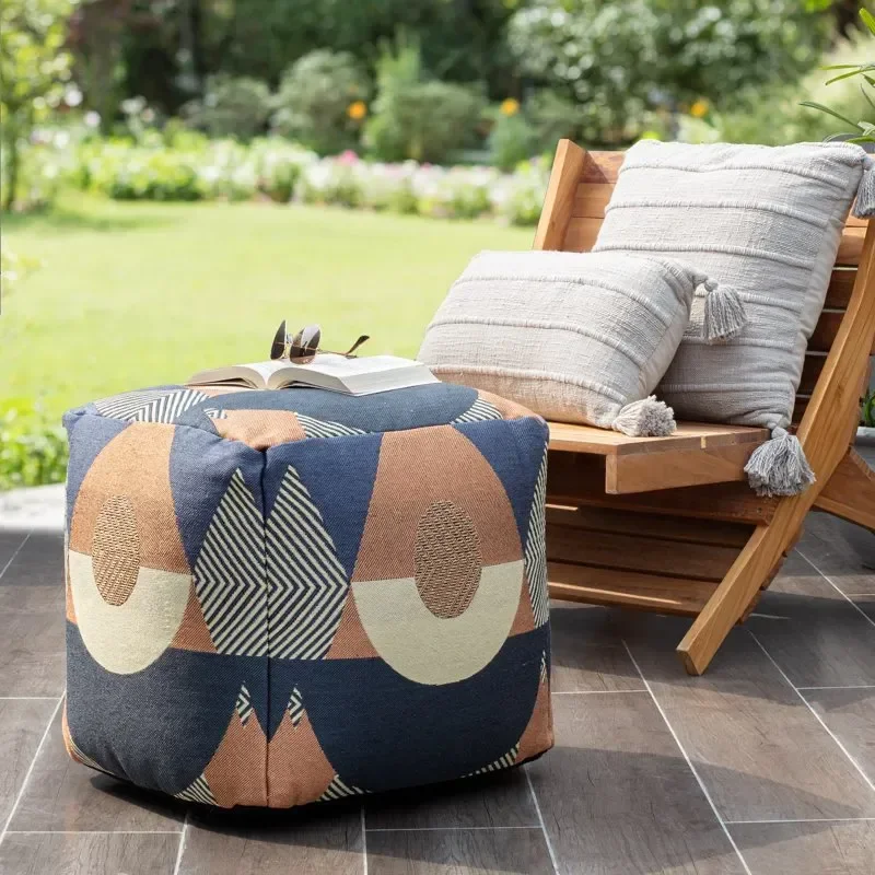 

Martinique Orange 18" x 18" x 18" Multicolor Pouf