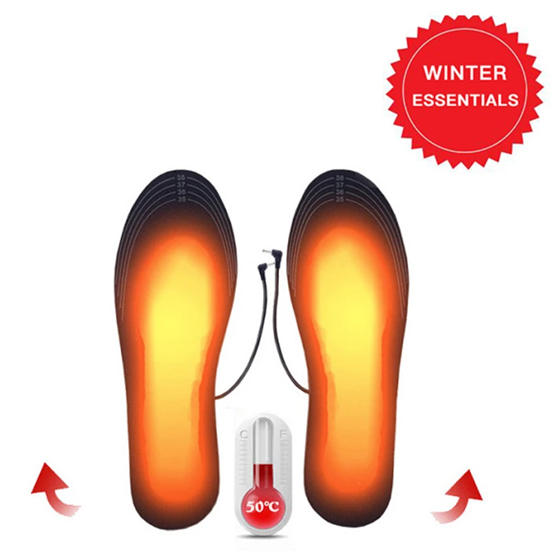 Mens Shoe Insoles Electric Foot USB Heated Warming Pad Feet Warmer Sock Pad Mat Winter Outdoor Sports Heating Insole Winter Warm