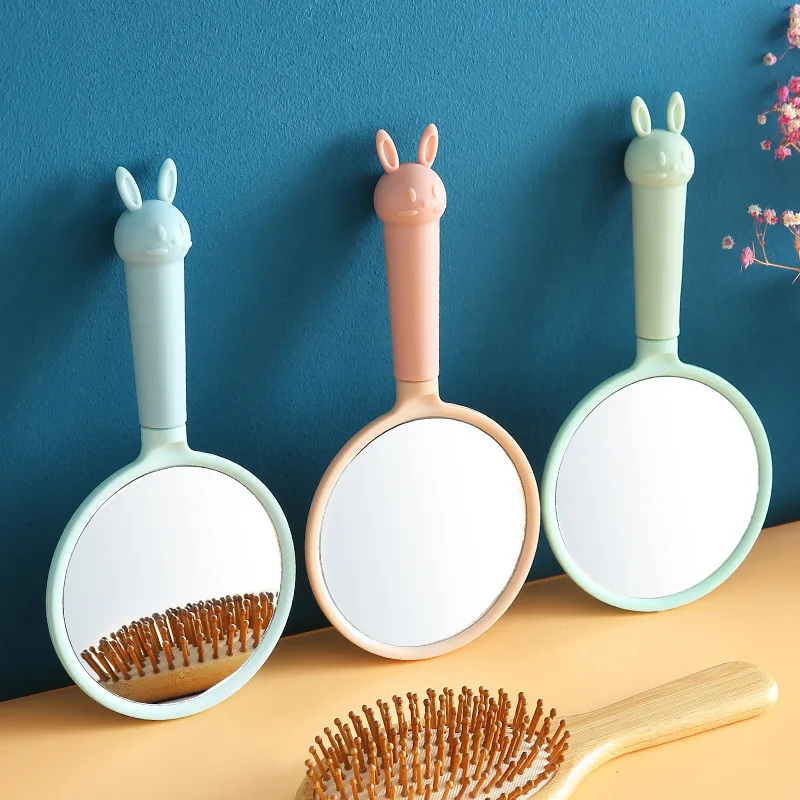 

Зеркало для макияжа в европейском стиле ручка с мультяшным рисунком маленькое круглое зеркало портативное ручное зеркало