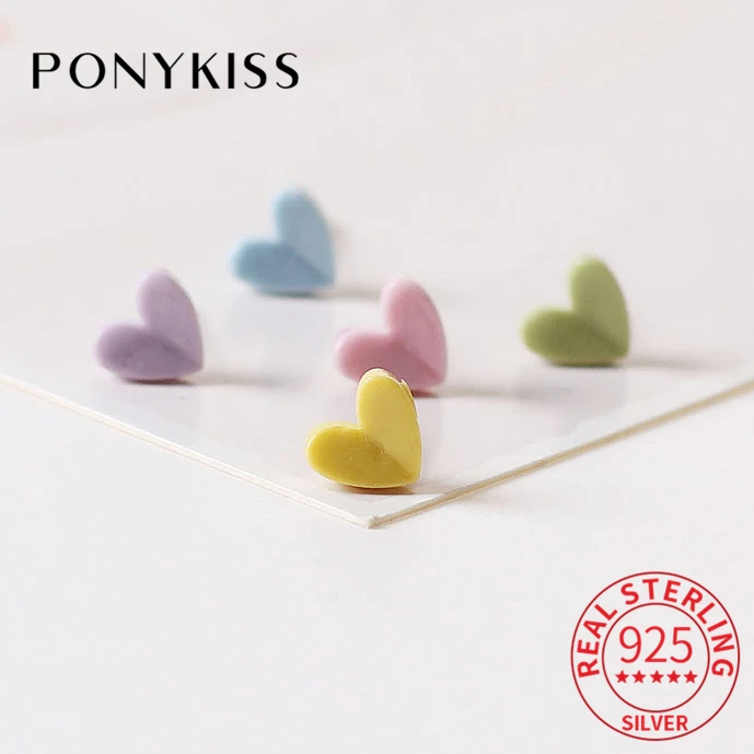 

Серьги-гвоздики PONYKISS из настоящего серебра 925 пробы женские, керамические украшения в форме сердца для вечерние, милая бижутерия в минимали...