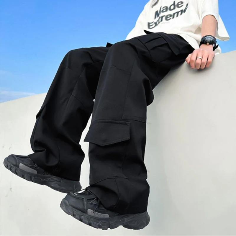 

HOUZHOU Cargo Pants Men Harajuku Oversize Wide Leg Trousers Male Streetwear Hip Hop Casual Korean Japanese Pocket Safari Style