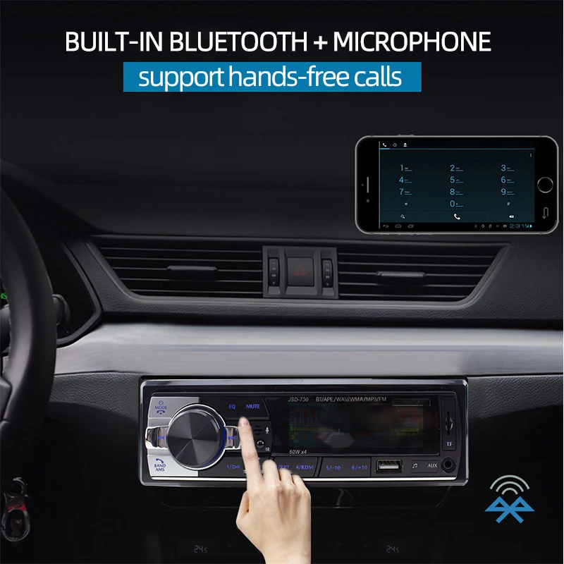 Car Radio 1din FM MP3 Player Bluetooth Cheap Hands-free Calls USB AUX SD Card Stereo Receiver with Steering Wheel Remote Control |