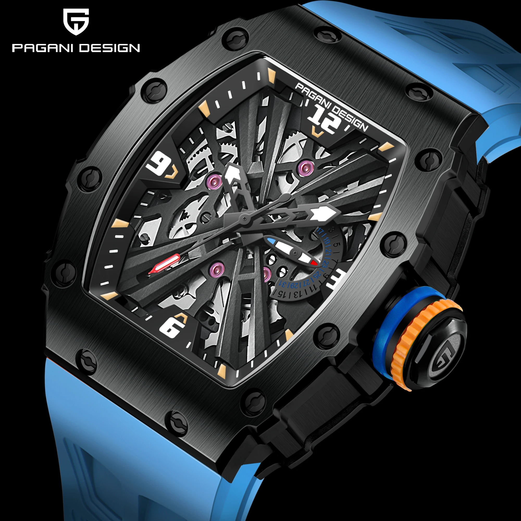 

PAGANI DESIGN PD1738 Men's Quartz Watches 42MM VH65 Black Case Sapphire Stainless Steel 50M Waterproof Wristwatch Watch for Men