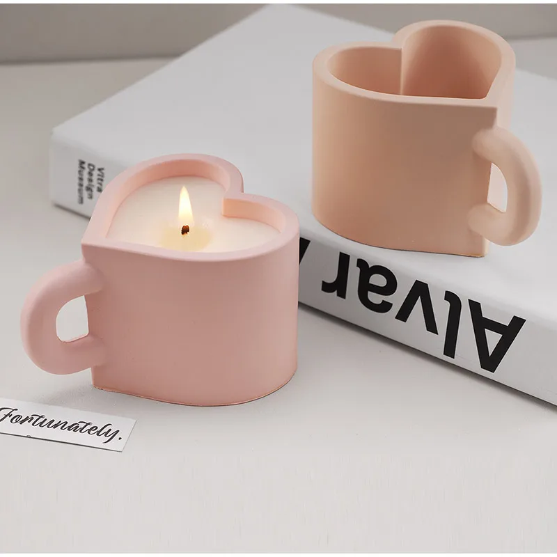 Diy Love Heart Кружка Силиконовая форма для свечей Большая ароматическая выпечки мыла