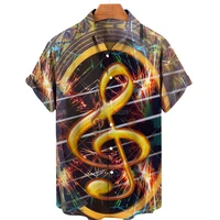 2022 hawaiian cartoon instrument standard oversized loose 3d saxophone print short sleeve shirt mens button up shirt