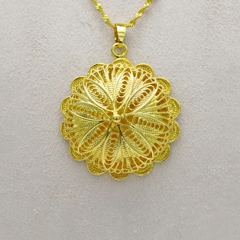 Fashion Glamour 6 Piece Floral Gold Set, Beads Dubai Necklace Earrings Women/Girls, Ethiopian Jewelry African Indian Gifts