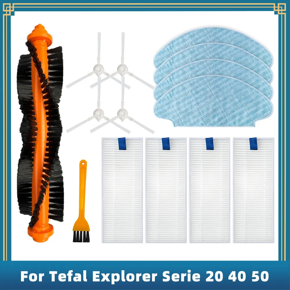 

For Tefal Explorer / X-plorer Serie 20 40 50, ISWEEP X3 Replacement Parts Accessories Main Side Brush Hepa Filter Mop Cloth