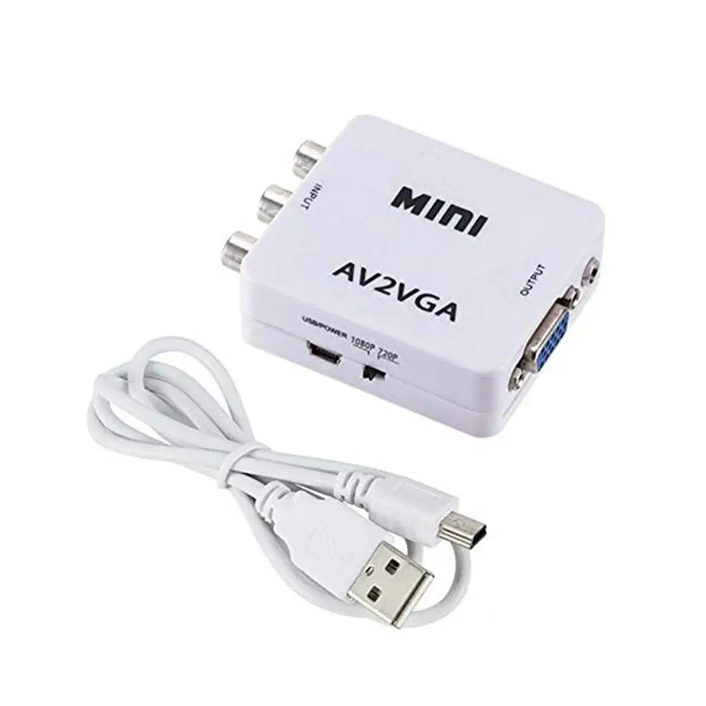 

Mini HD AV2VGA Video Converter Convertor Box AV RCA CVBS to VGA Video Converter Conversor with 3.5mm Audio to PC HDTV Converter