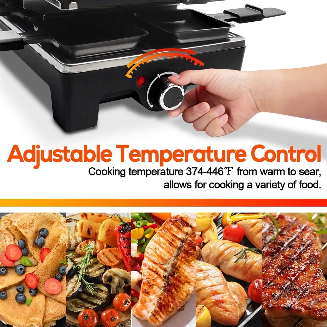 electric grill table portable 2 in 1 reversible non stick plate crepe maker with adjustable temperature control and 8 paddles free global shipping