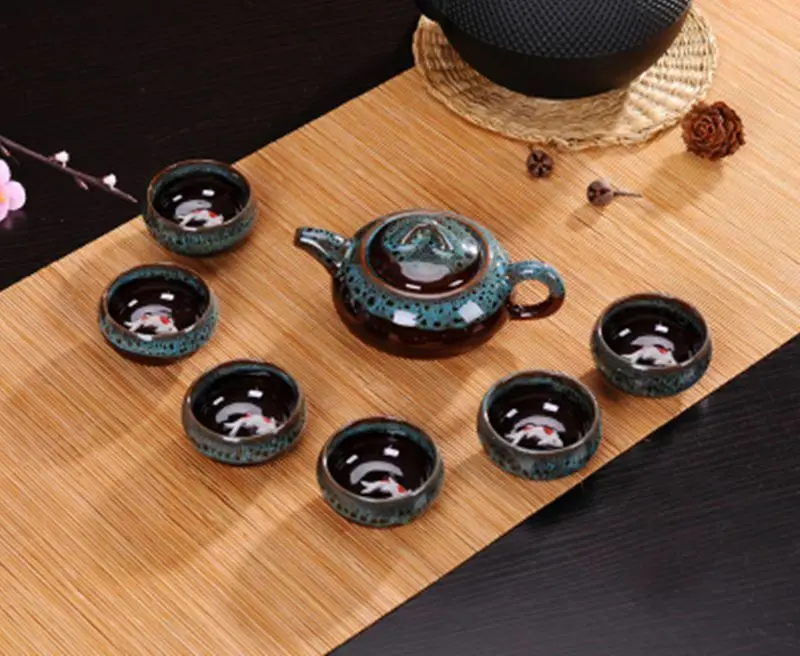 

3D Koi Fish Kung Fu Tea Cup Tea Ceremony Teapot Matcha Cup Set 7pcs
