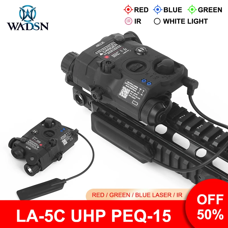 WADSN New UHP PEQ15 IR Laser Tactical Weapons White Flashlight Red Dot Laser Sight 20mm Rail Hunting Rifle Airsoft LA-5C PEQ