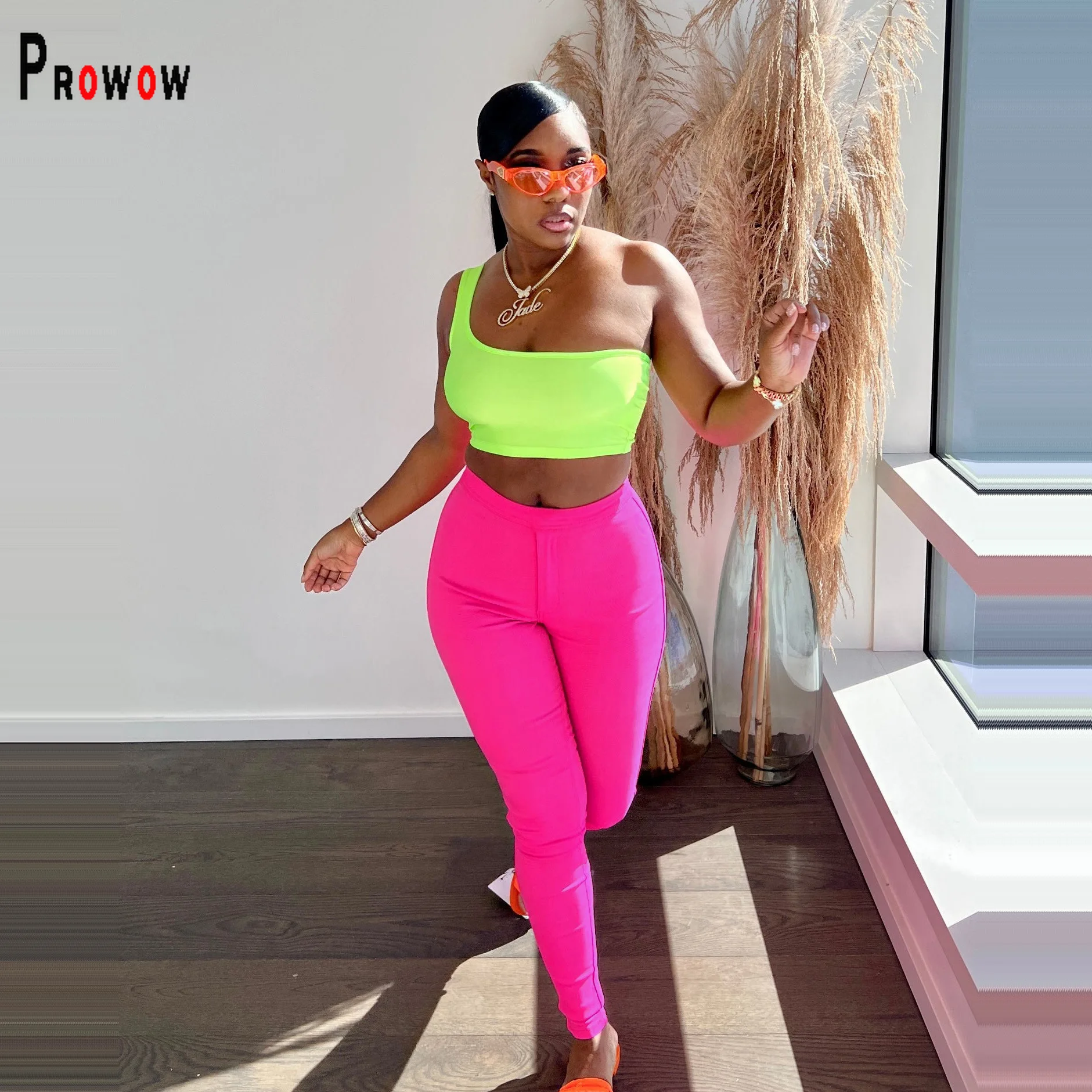 

Prowow Fashion Skinny Sweatpant 2022 New Summer Fall High Waisted Pencil Pants for Women Solid Elastic Joggers Fitness Trousers