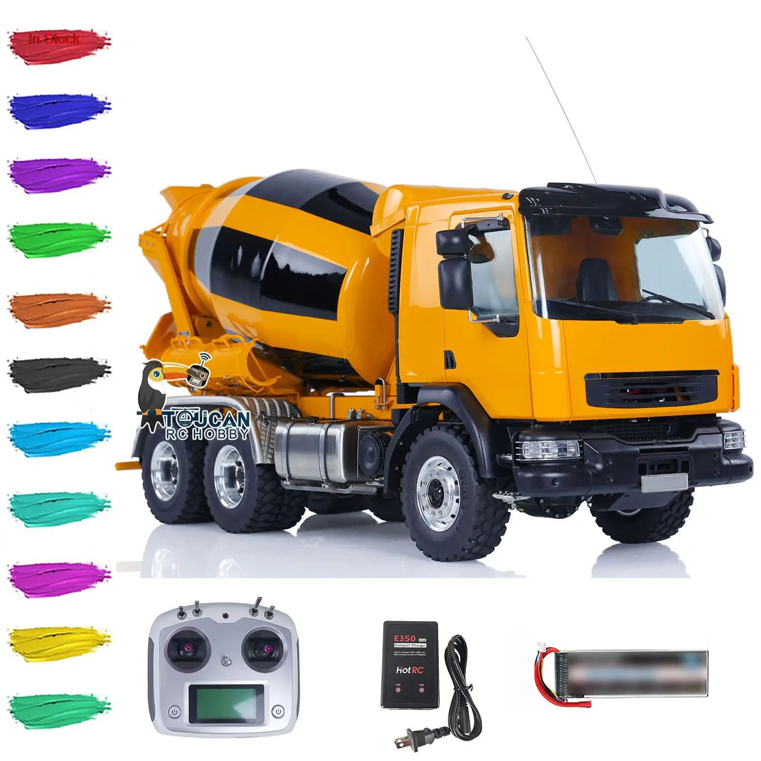 В наличии 1/14 LESU 6x6 Металлический RC Микшер Грузовик DIY Окрашенный Готовый Пульт