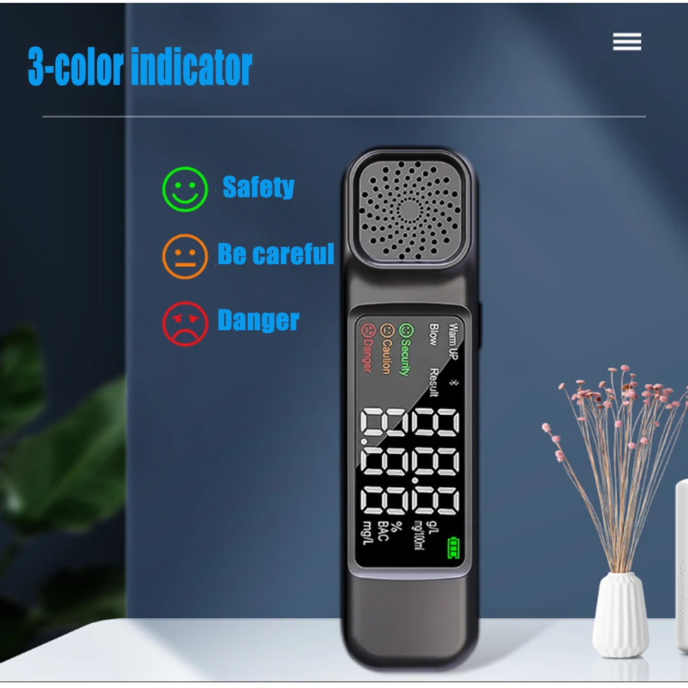 

Gas Detector Portable High Precision Alcohol Concentration Detector Alcometer Alcotest Remind Safety Roadway Diagnostic Tools