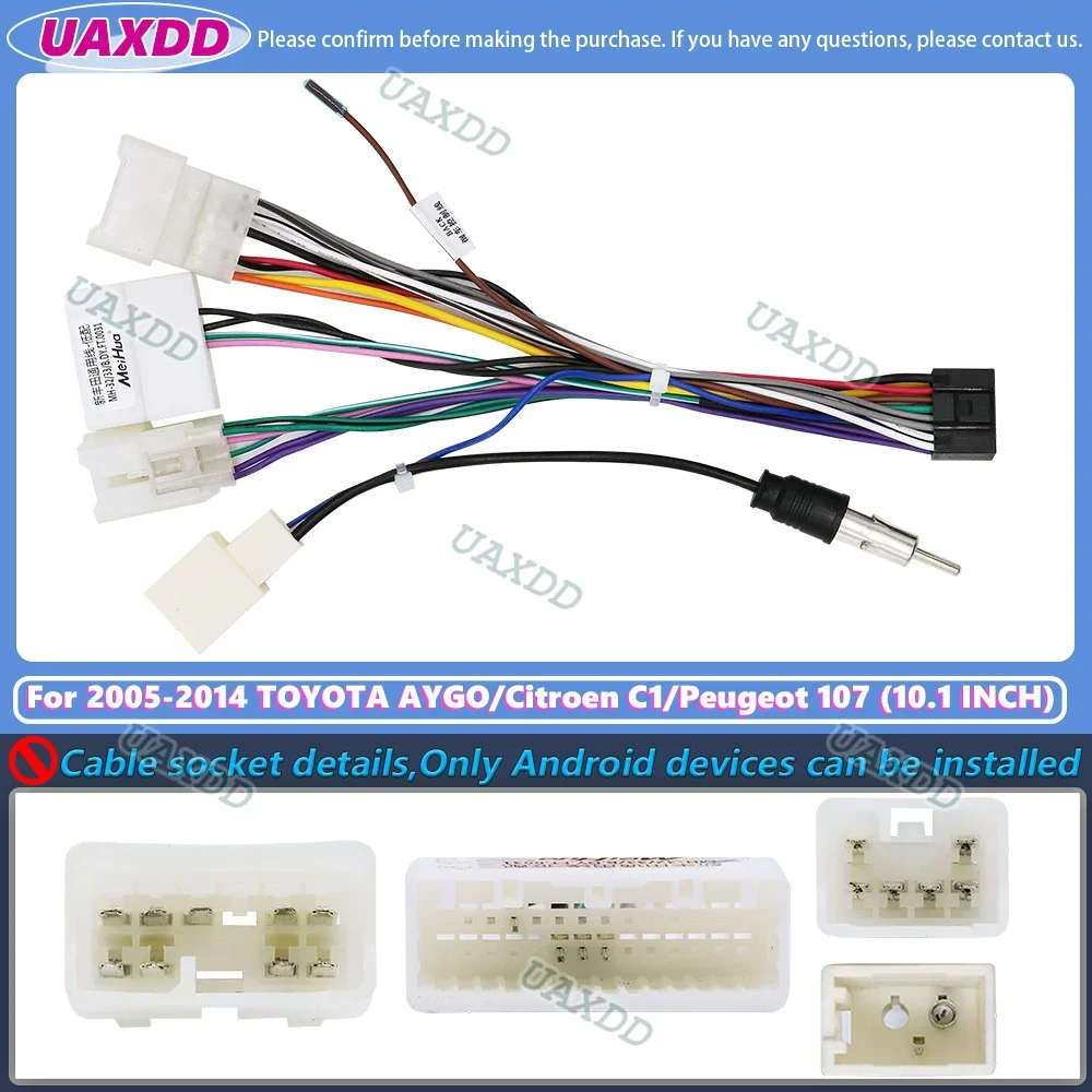 

Для 2005-2014 TOYOTA AYGO Citroen C1 Peugeot 107 10,1 дюйма 2 Din автомобильная рамка Android, фасционный кабель, видеорегистратор, декодер, коробка canbus