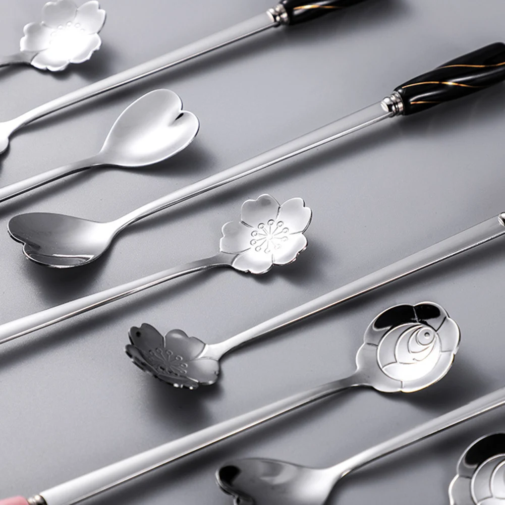 

Coffee Spoon 304 Stainless Steel Cherry Rose Coffee Spoon Tea Dessert Latte Stirring Spoon Kitchen Tableware