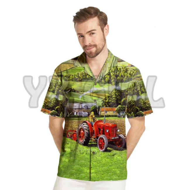 Summer Shirts Vintage Tractor Hawaiian Shirt 3D All Over Printed Hawaiian Shirt Men's For Women's Harajuku Casual Shirt Unisex