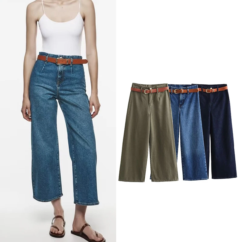 

Jastie, женские джинсы, брюки, осень 2023, новые, шикарные, высокая талия, широкие брюки, модные, элегантные, Тонкие штаны, уличные, Джокер, Молодежные джинсы