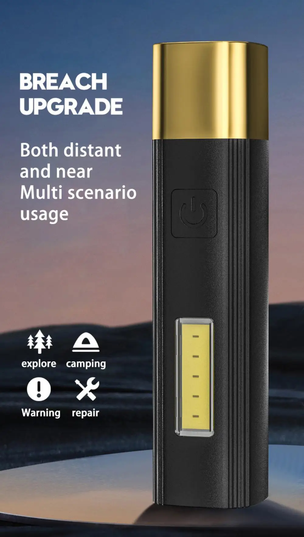 

1200MA Large Battery Capacity Bright Torch Multi Function High-brightness LED Wick Bright Flashlight ABS Bright Patrolling Torch