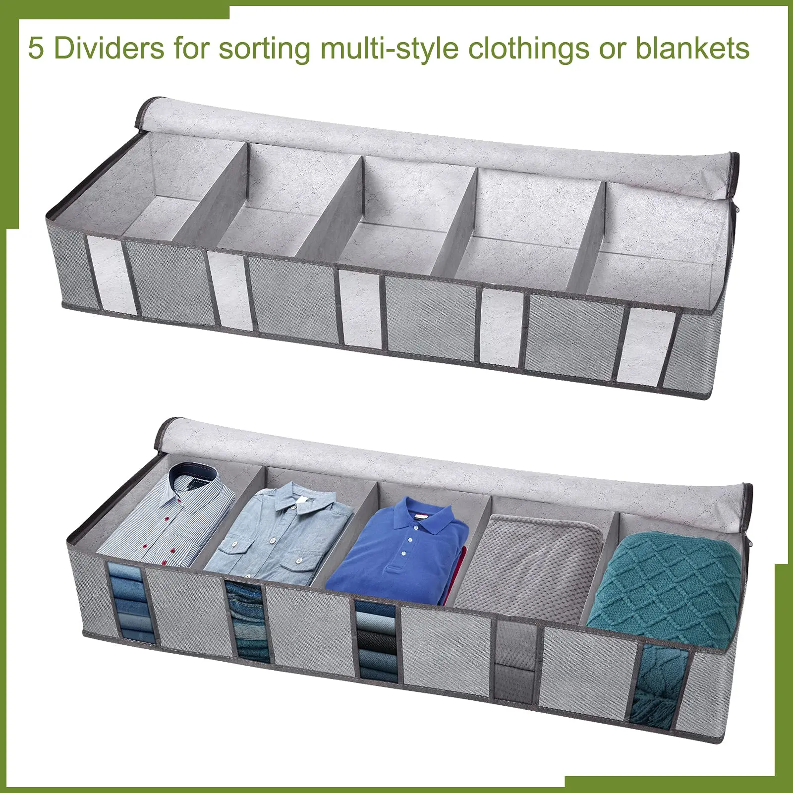 

Foldable UnderBed Storage Bags Container with Handles and Zipper Bags Breathable with Clear Window for Clothes Toys Comforters