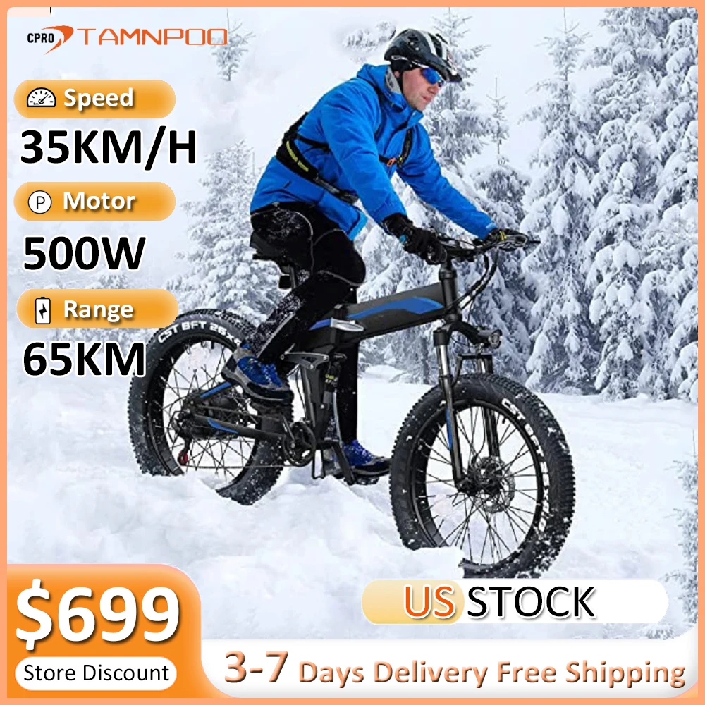 

Electric Bike 500W 48V 10Ah Removable Battery 35KM/H Max Speed 26" Fat Tire Ebike 21 Speed MTB Mountain Electric Bicycle Adults