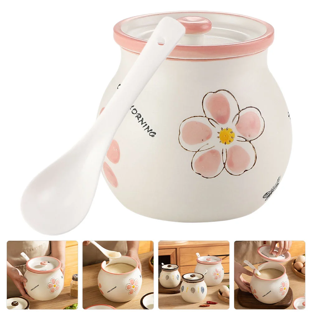 

Home Kitchen Storage Condiment Jar Condiment Bottle Ceramic Canister Lard Container for Friends Decorate Kitchen