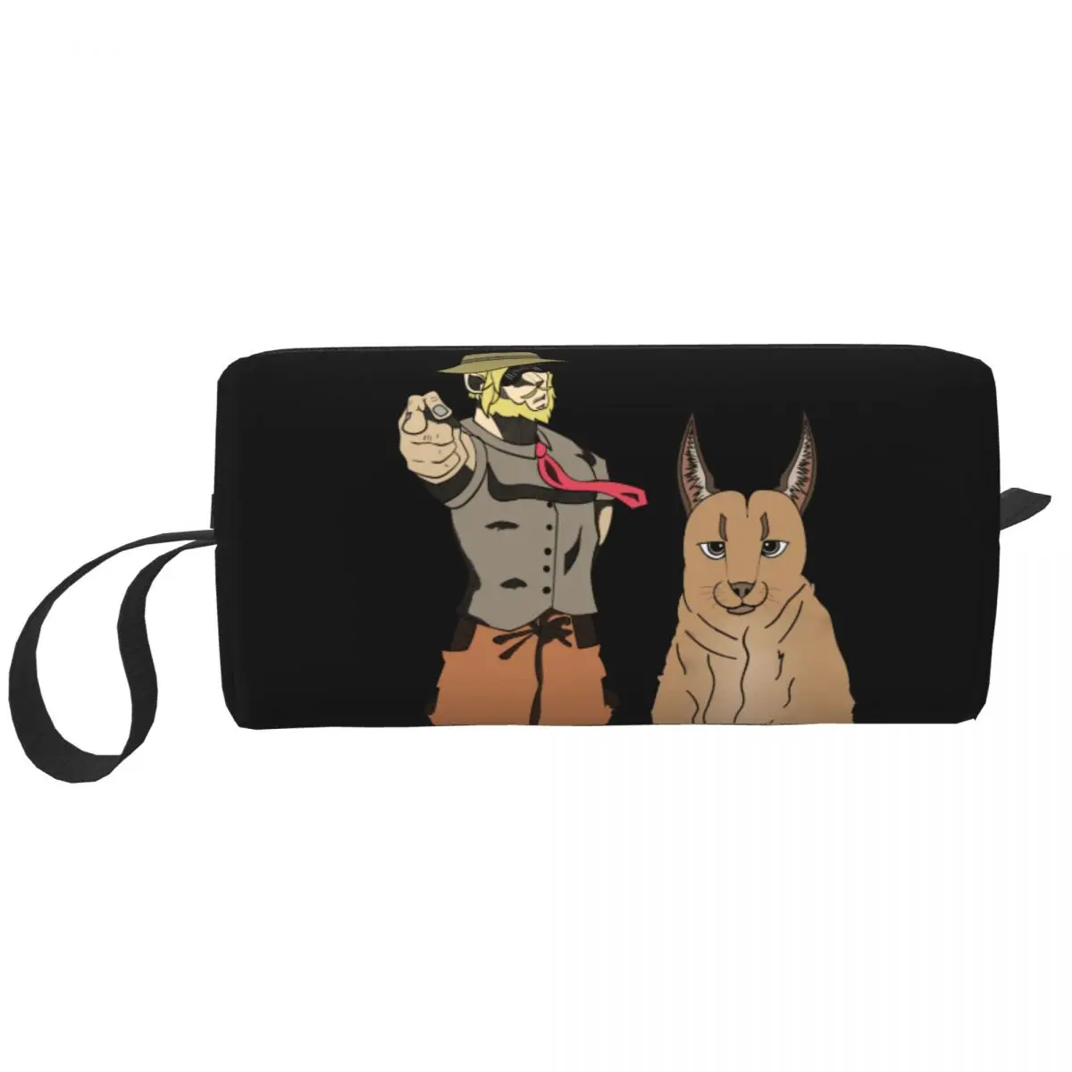 

Big Floppa Gangsta Cat Travel Cosmetic Bag for Women Funny Caracal Cat Makeup Toiletry Organizer Lady Beauty Storage Dopp Kit