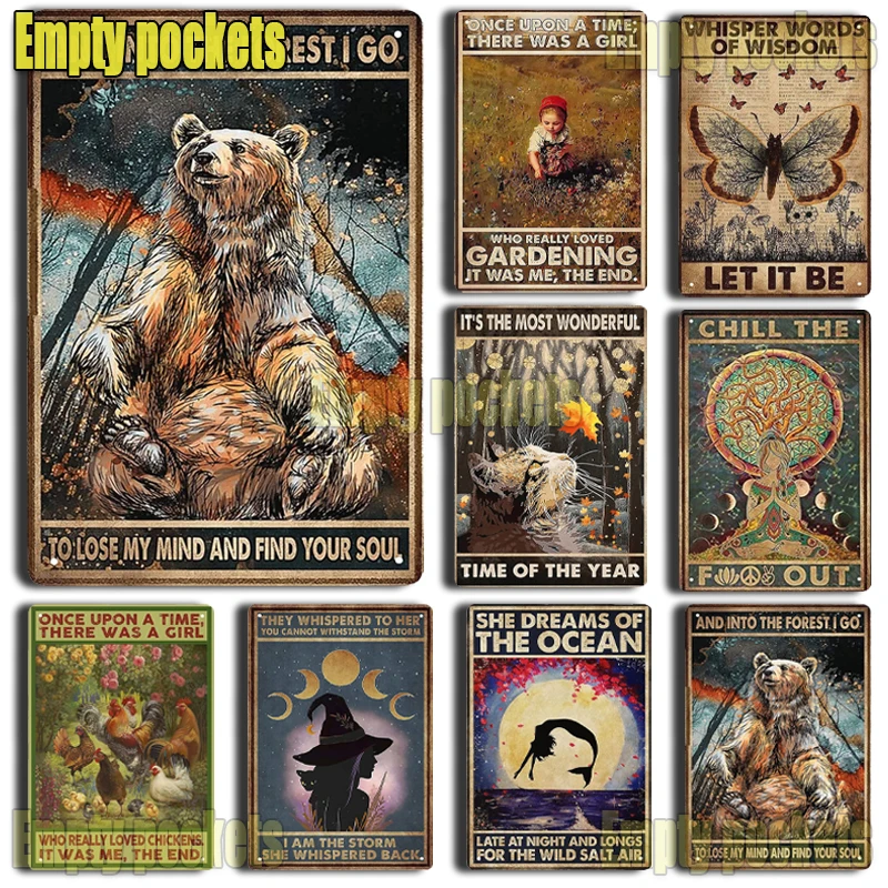 Надпись медведь в лесу я потеряю ум и найду свою душу металлический жестяной