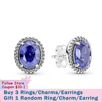 smuxin 925 sterling silver stud earrings blue oval drill earring cubic zirconia statement stud earrings women earrings