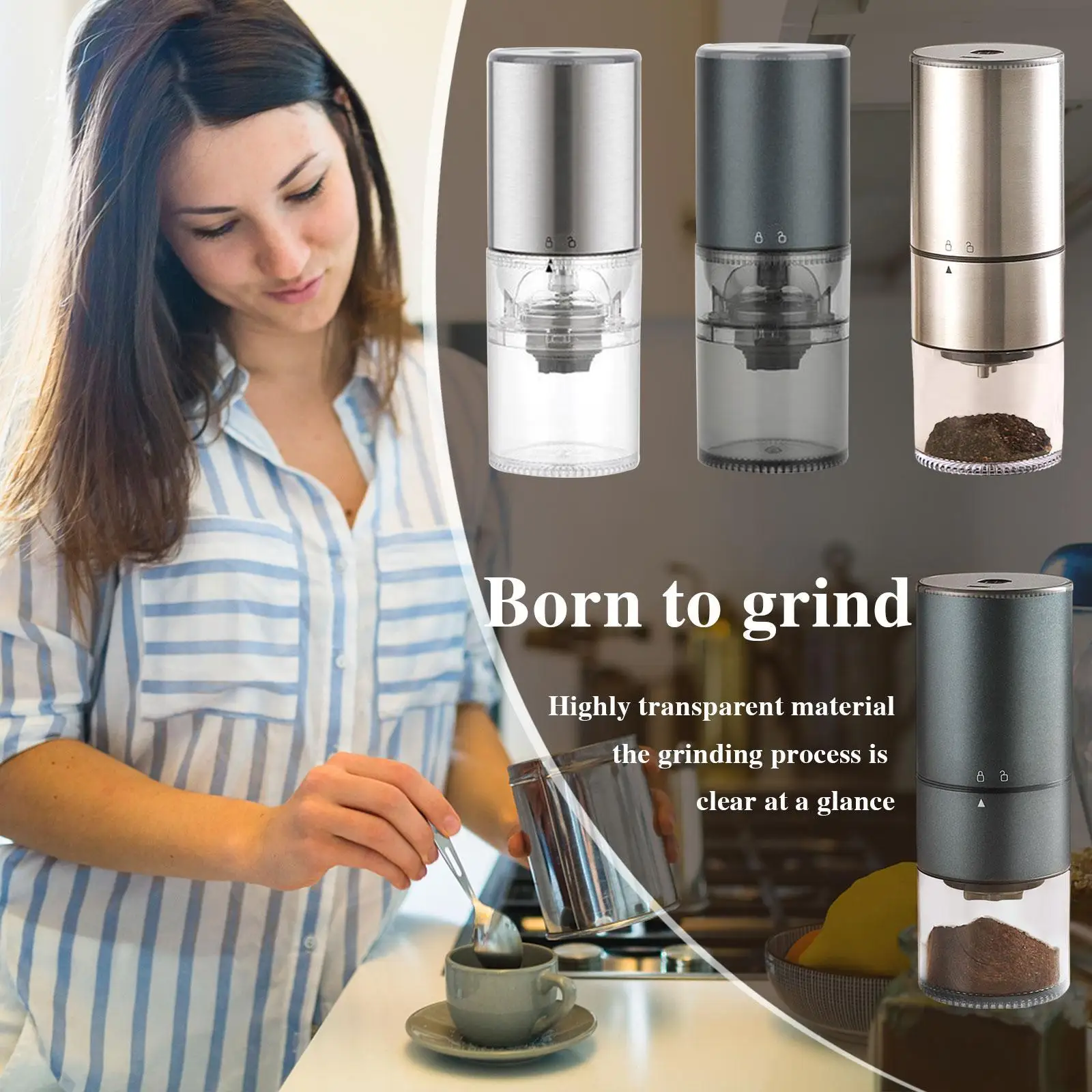 

New Kitchen Portable Electric Coffee Grinder TYPE-C USB Charge CNC Steel Grinding Core Coffee Beans Grinder Tool