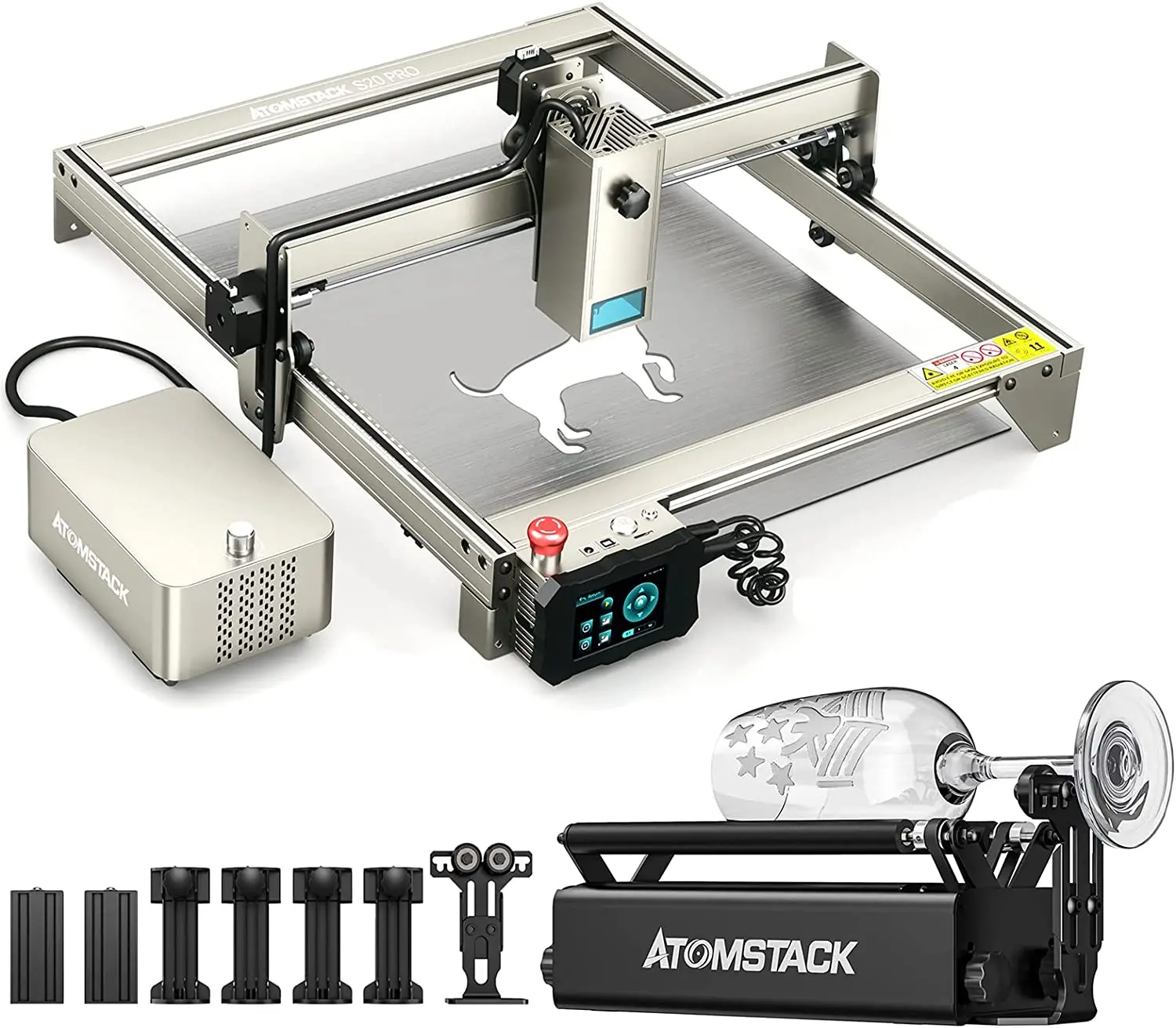 

ATOMSTACK S20 A20 X20 PRO 20W Laser Engraver Cutter 130W Engraving Cutting Machine With Air Assist Kit and R3 Pro Rotary Roller