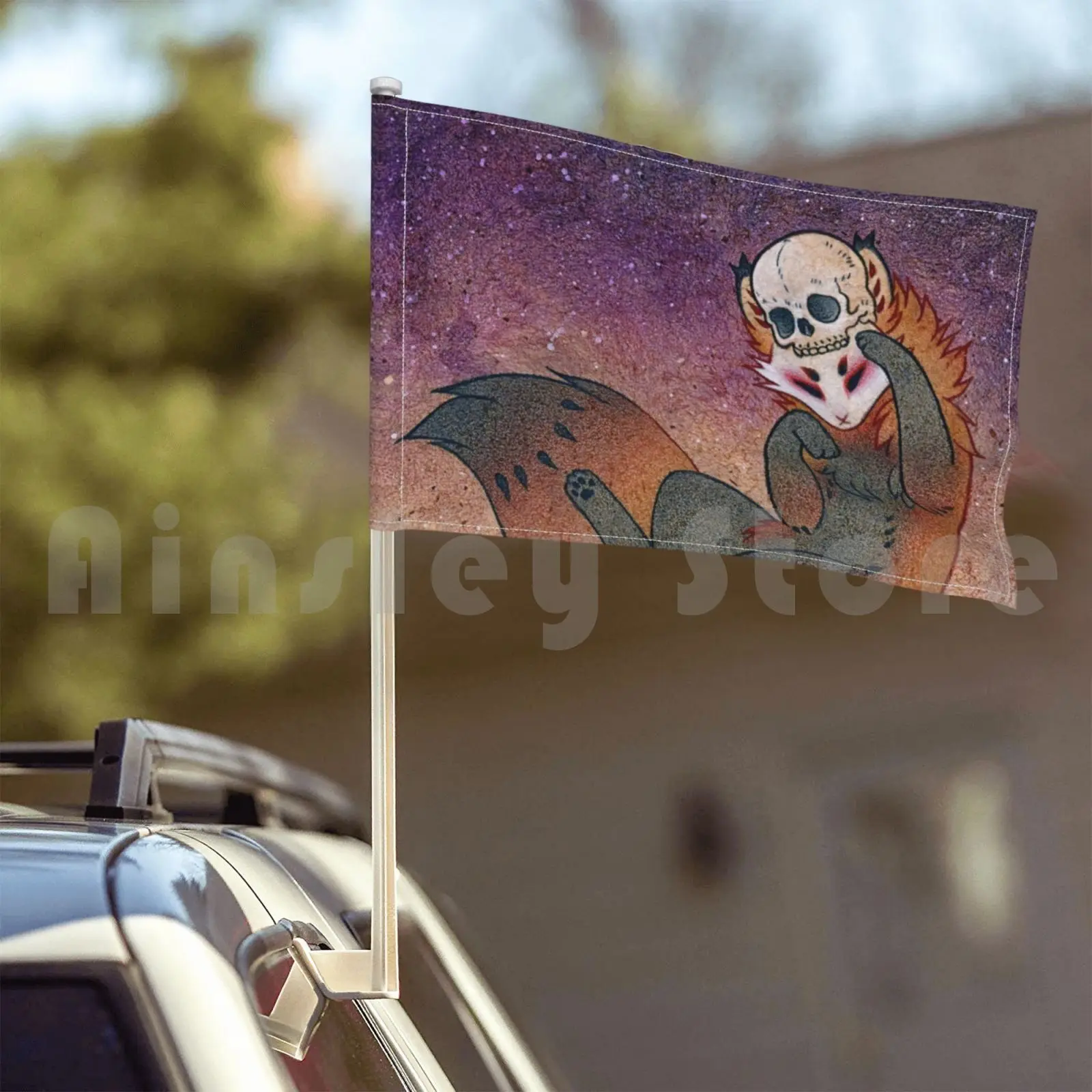 Изготовитель комаров флаг Автомобильный забавная китайская лисица Йокай чай