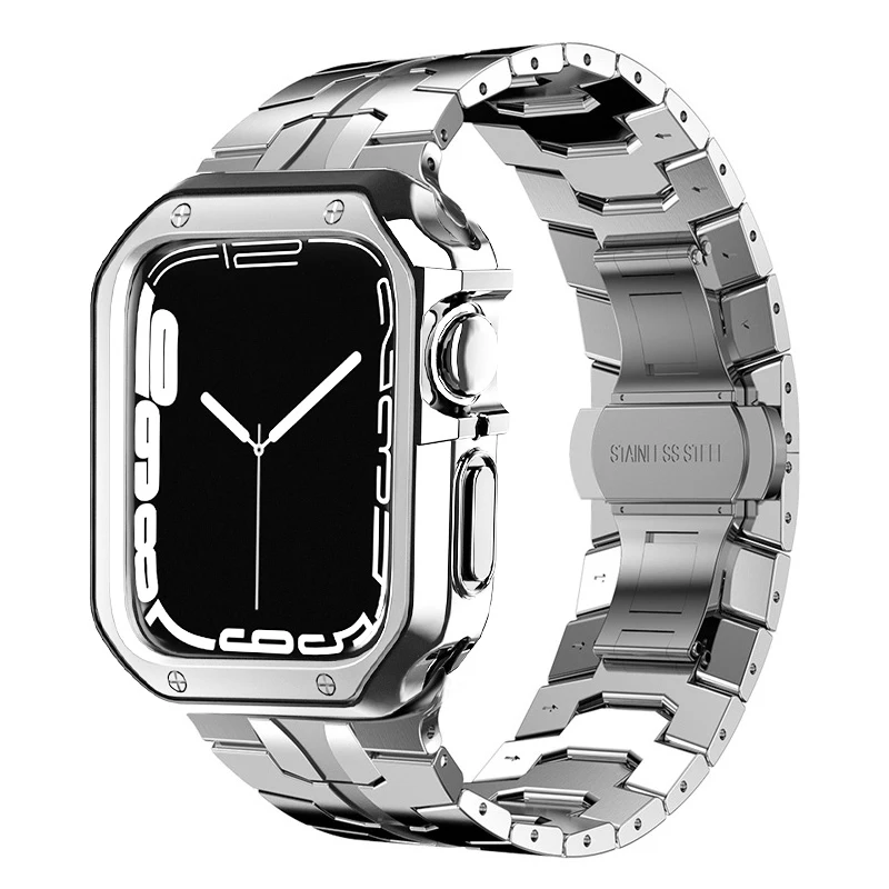 

Stainless Steel Band for Apple Watch Case Alloy Strap for Iwatch Series 7 6 5 4 SE 44mm 45mm 42mm 40mm 38mm 41mm Metal Bracelet