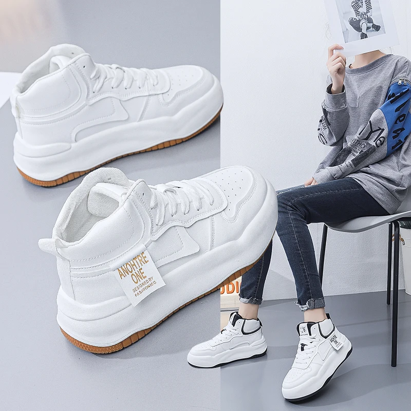 Women's Platform Skateboarding Shoes High-Top Fashion Sneakers Autumn Sports Shoes Casual Outdoor Walking Shoes